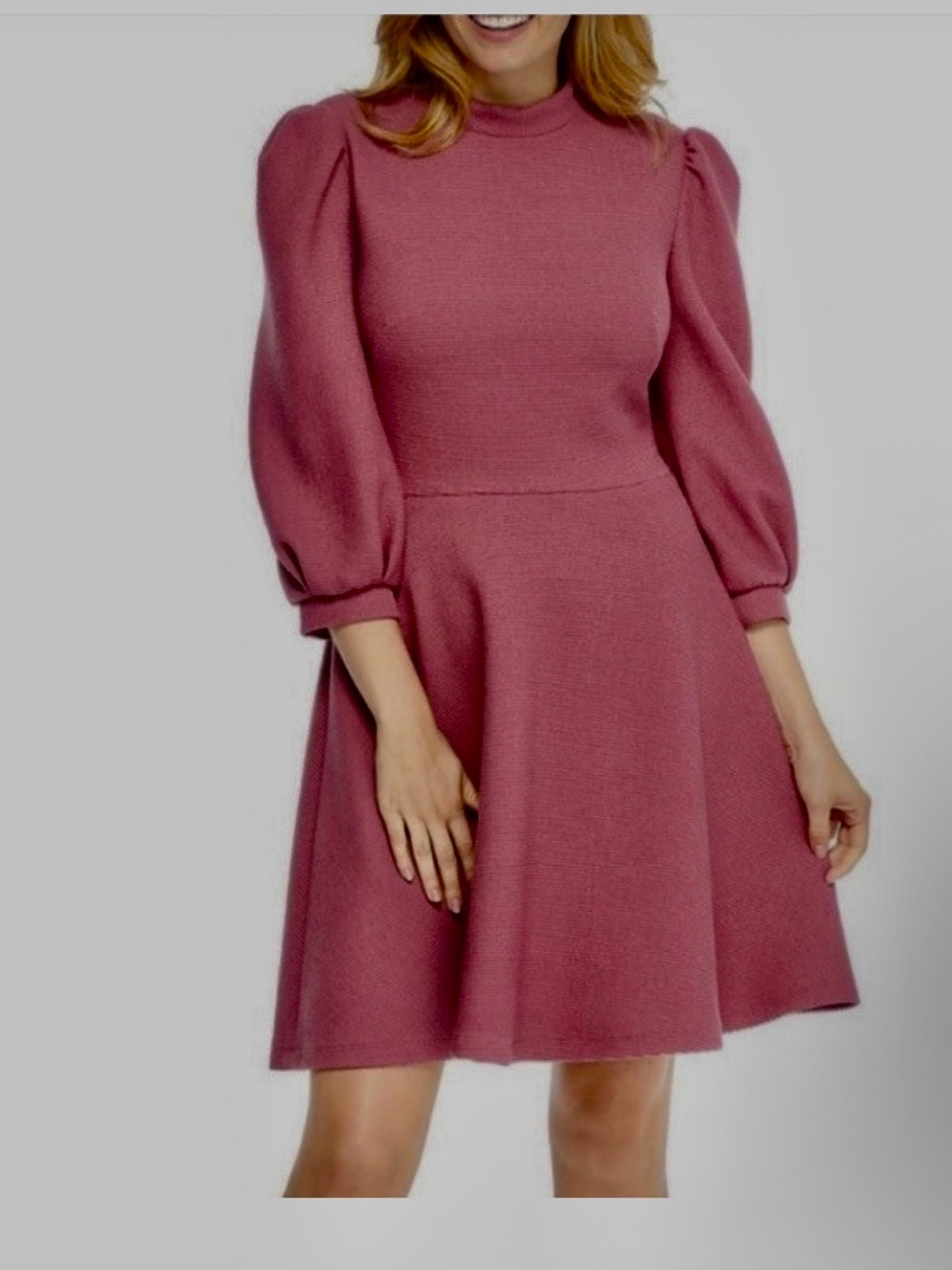 Gal Meets Glam Mauve Pink Long Sleeve Fit-and-Flare Dress